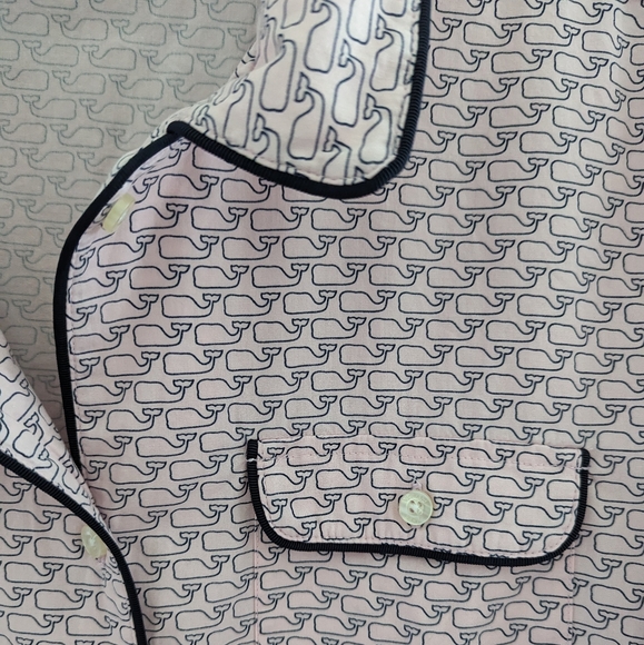 VINEYARD VINES Whale Print Sleep Shirt PJ WOMEN XS Button Down Logo Light Pink - Picture 5 of 10